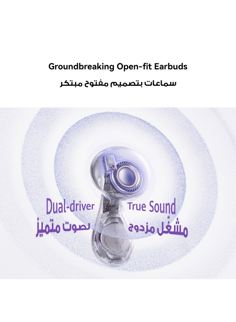 HUAWEI FreeBuds 6 Wireless Bluetooth Earbuds, Dual-driver True Sound, Stable & Clear Calls, Comfortablt Ear-fitting Wearing, Open-fit ANC, iOS and Android White - Image 2