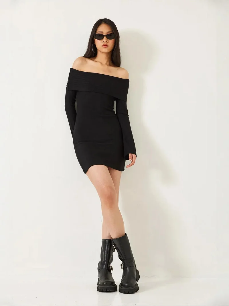 Bianco Lucci LUCCI Off Shoulder Slim Fit Mini Dress