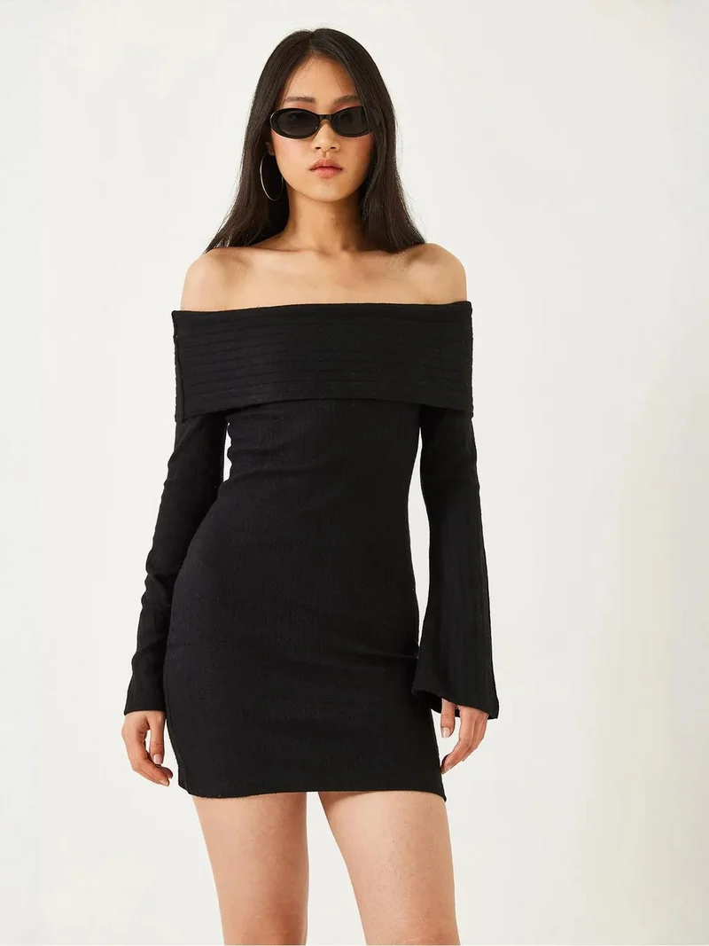 Bianco Lucci LUCCI Off Shoulder Slim Fit Mini Dress