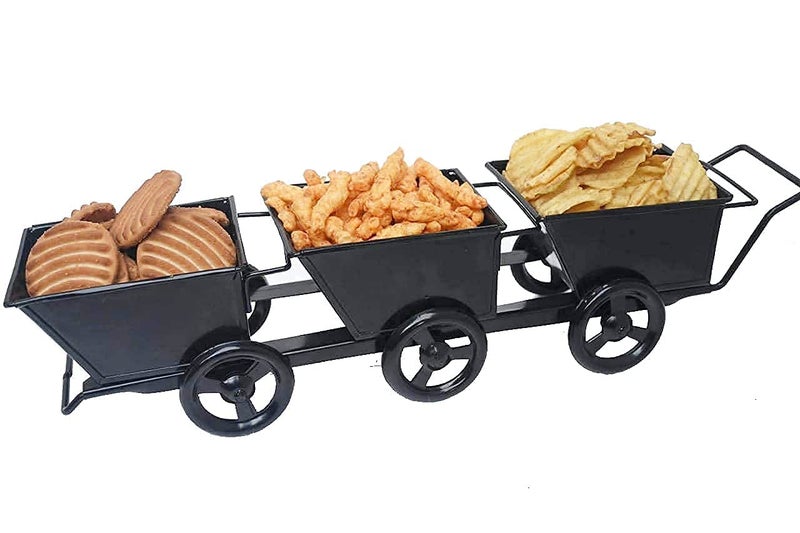 BOGEN LITE عربة تسوق معدنية سوداء BOGEN LITE - صينية تقديم فريدة لطاولة الطعام والمطبخ (طقم من 2) - Image 1