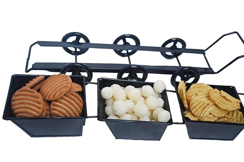 BOGEN LITE عربة تسوق معدنية سوداء BOGEN LITE - صينية تقديم فريدة لطاولة الطعام والمطبخ (طقم من 2) - Image 2