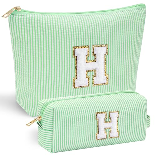 YOOLIFE Initial Makeup Bag for Women - Teen Girl Gifts Trendy Stuff Monogram Cute Makeup Bags Make Up Case for Women Her Best Friend Friendship Sister Teacher, Personalized Birthday Gifts H - Image 1