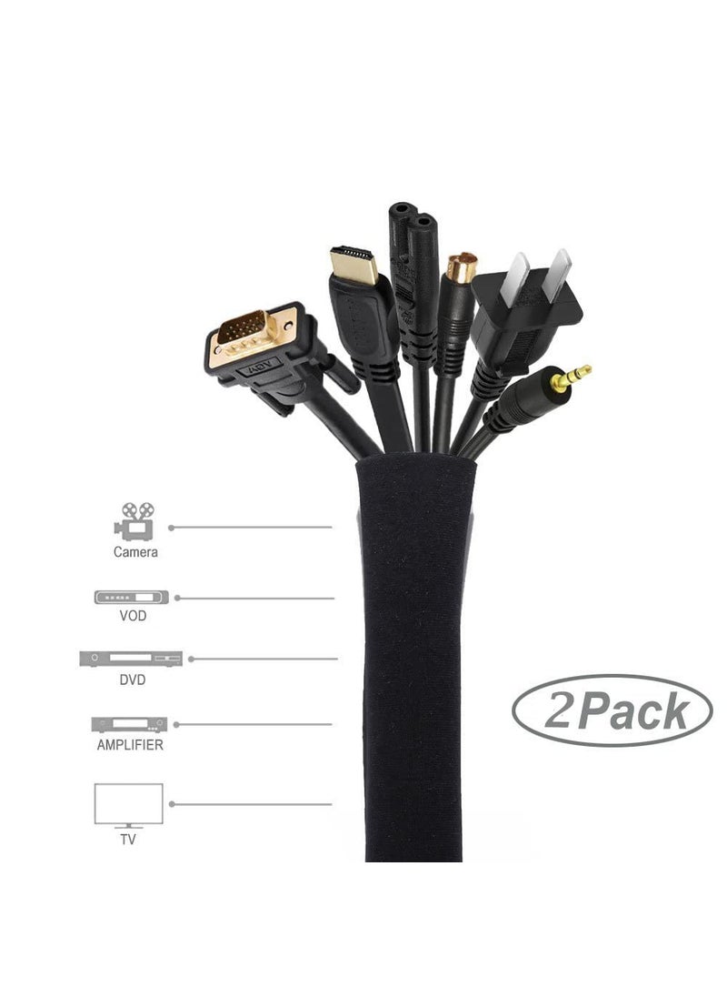 JOTO JOTO Cable Management Sleeve 1920 inch Flexible Cable Sleeve Wrap Cover Organizer 2 Piece  - Image 2