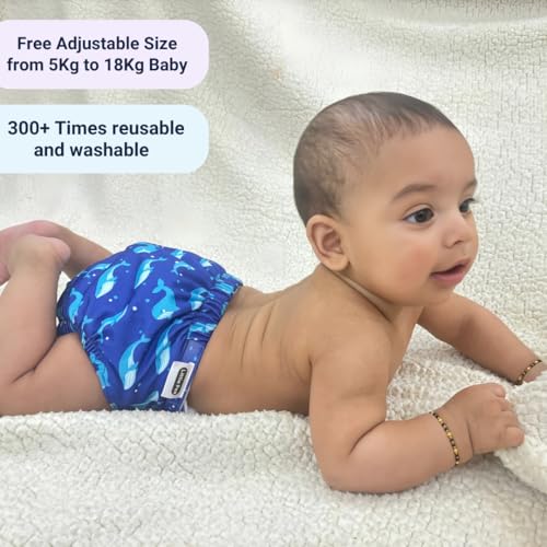 Little Pea Leak-Proof Free Size Cloth Diapers for 3 Months-3 Years—1 Adjustable Diaper Cover, 1 Absorbent Pad (Fits 5Kg-18kg), Washable, Reusable, Rash-Free with 6-Hour Absorbency, Pack of 1 - Image 2