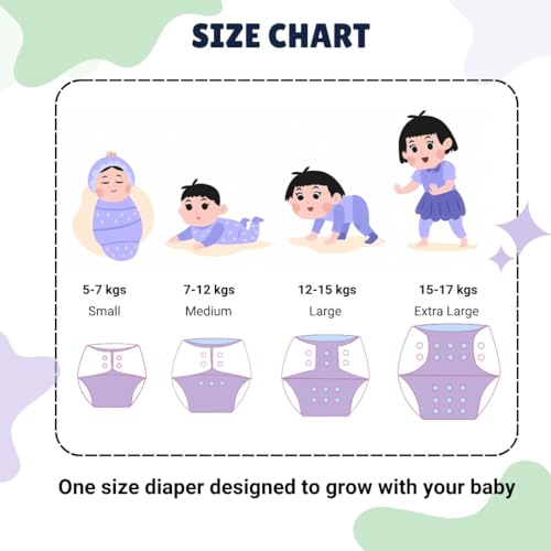 Little Pea Leak-Proof Free Size Cloth Diapers for 3 Months-3 Years—1 Adjustable Diaper Cover, 1 Absorbent Pad (Fits 5Kg-18kg), Washable, Reusable, Rash-Free with 6-Hour Absorbency, Pack of 1 - Image 3