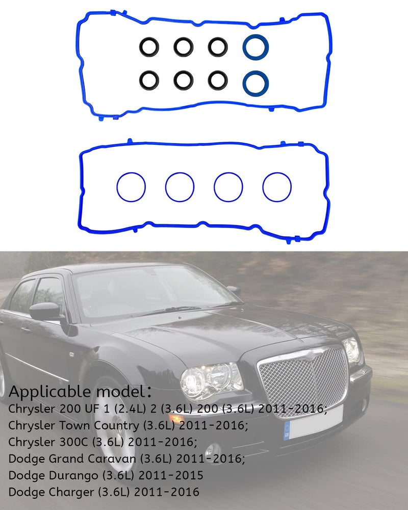 TIKSCIENCE Valve Cover Gasket Set Fit for Jeep Cherokee, Wrangler, Dodge Durango, Journey, Avenger, Ram 1500, Chrysler 200, 300, ProMaster 3.6L V6 2011-2022 Replace VS50805R, 5184596AE - Image 5