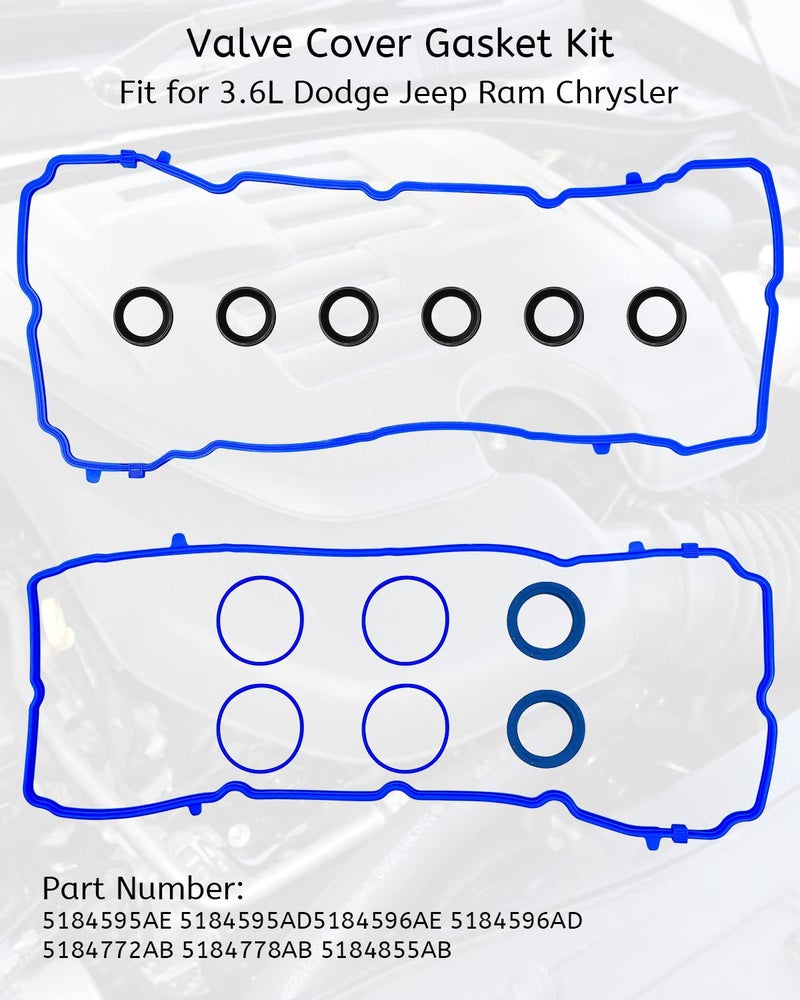 TIKSCIENCE Valve Cover Gasket Set Fit for Jeep Cherokee, Wrangler, Dodge Durango, Journey, Avenger, Ram 1500, Chrysler 200, 300, ProMaster 3.6L V6 2011-2022 Replace VS50805R, 5184596AE - Image 4
