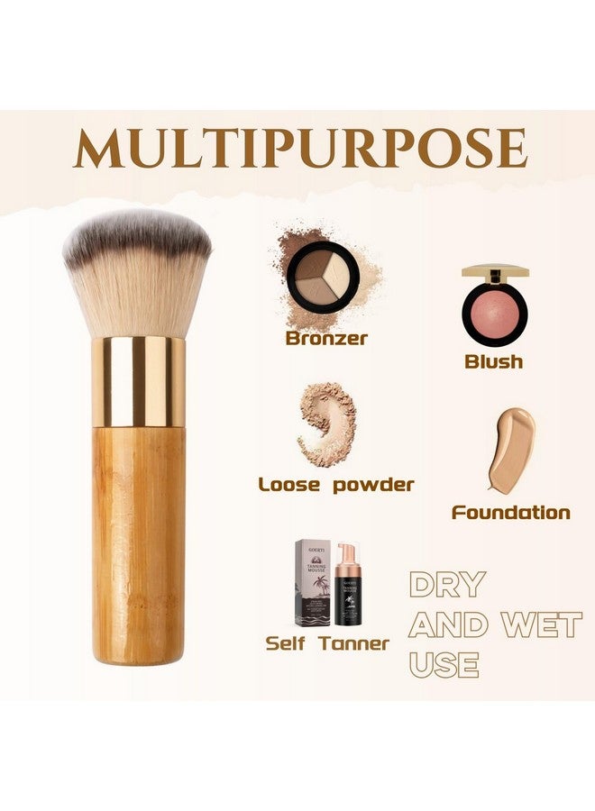 جيديو فرشاة GOERTI Bronzer Tan للتسمير الذاتي، فرشاة كابوكي نباتية كبيرة لوضع كريم الأساس البودرة وفرشاة التسمير الذاتي، فرشاة كابوكي احترافية لمزج كريم الأساس وأحمر الخدود وكريم التسمير الذاتي للوجه - Image 5