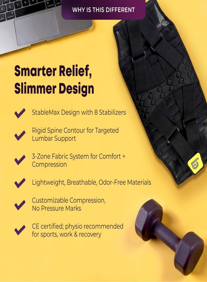 betterhood Premium LS Back Support Belt for Back Pain, Orthopedic Waist Support | EasyMove StableMax Design with 8 Stabilizers, Central Rigid Contour, Light AeroMesh, Adjustable Compression (Size XL) - Image 5