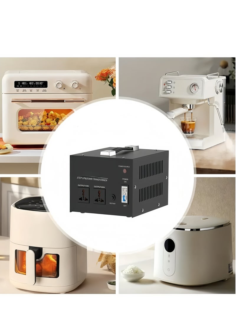Joyelink 3000w Voltage Converter Transformer, 110v/220v Interconvertor, Power Converter, Voltage Up/Down Converter, with Resettable Circuit Breaker Protection, Universal Socket, Compact for Home Use - Image 1