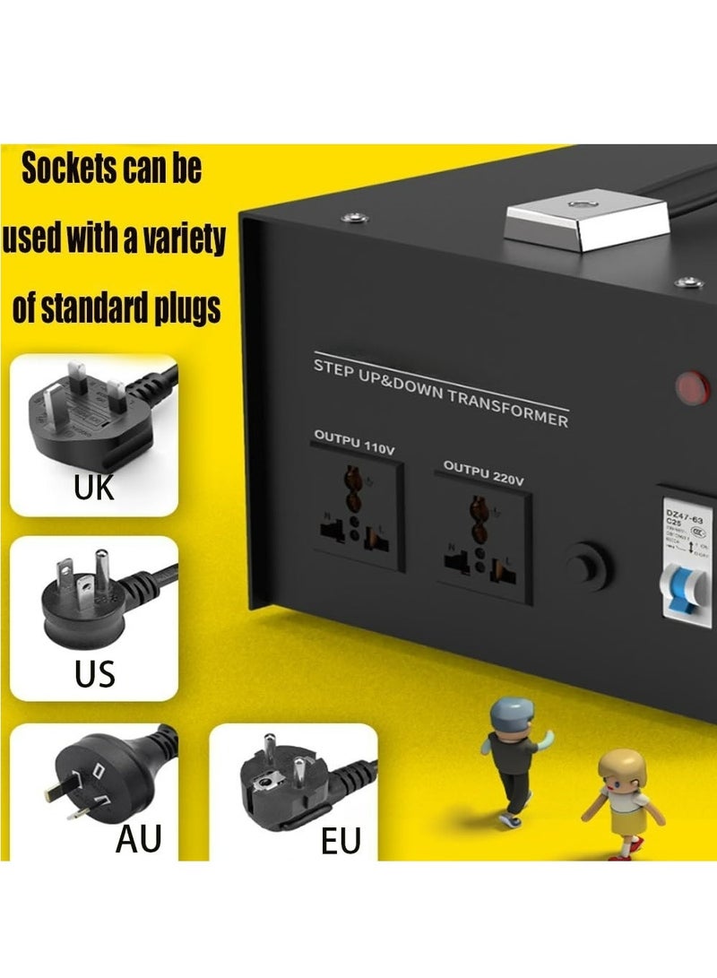 Joyelink 3000w Voltage Converter Transformer, 110v/220v Interconvertor, Power Converter, Voltage Up/Down Converter, with Resettable Circuit Breaker Protection, Universal Socket, Compact for Home Use - Image 4