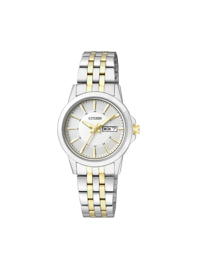 CITIZEN Women's Stainless Steel Strap with Two-Tone Gold Plating Quartz Standard Watch EQ0608-55A - 27.5 mm