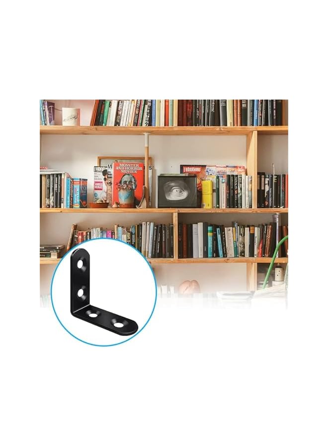 PROMASS 30PCS 40mm Bracket Corner Brace, Stainless Steel Corner Bracket, L Bracket, Corner Bracket, Black Small Angle Brackets, Metal Iron Braces Brackets for Wood, with 120Pcs Screws  - Image 5
