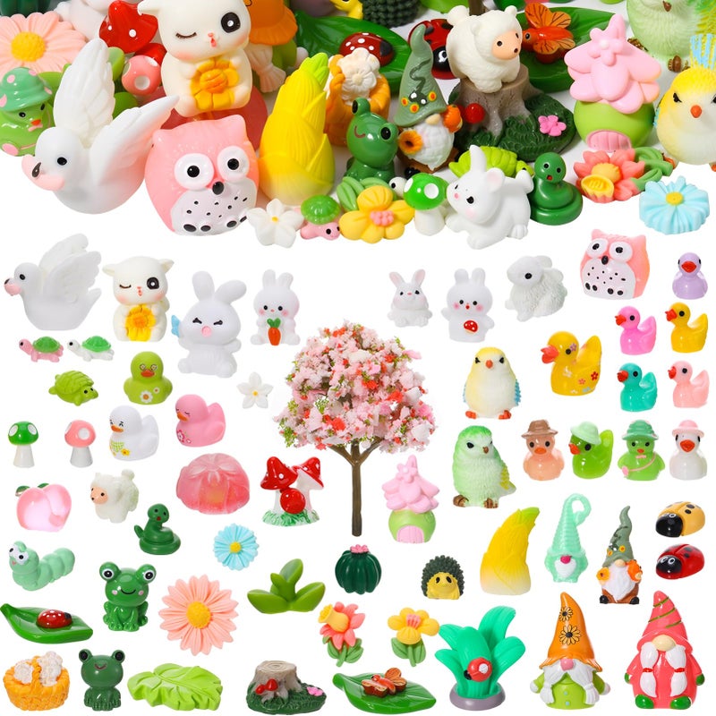 GGSTDDUP 60 Pcs Spring Mini Resin Figurines Tiny Resin Ducks Figures Miniature Animal Statue Fairy Garden Decor for Landscape Pots Dollhouse DIY Cake Birthday Party Favor - Image 1