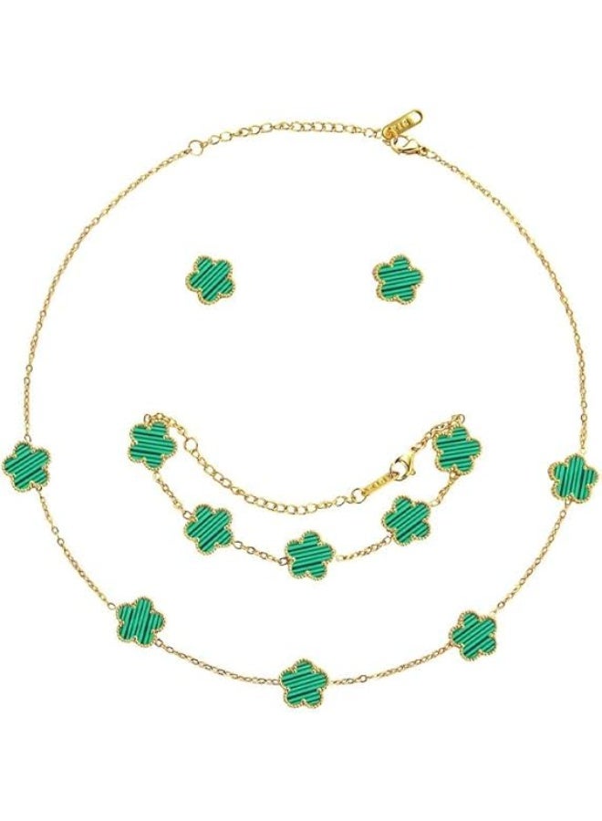 Fayrouz Jewellery Women's and girls' jewelry set, stainless steel, necklace, earrings, and adjustable bracelet, 3 pieces, from Fairuz Jewelry  - Image 1