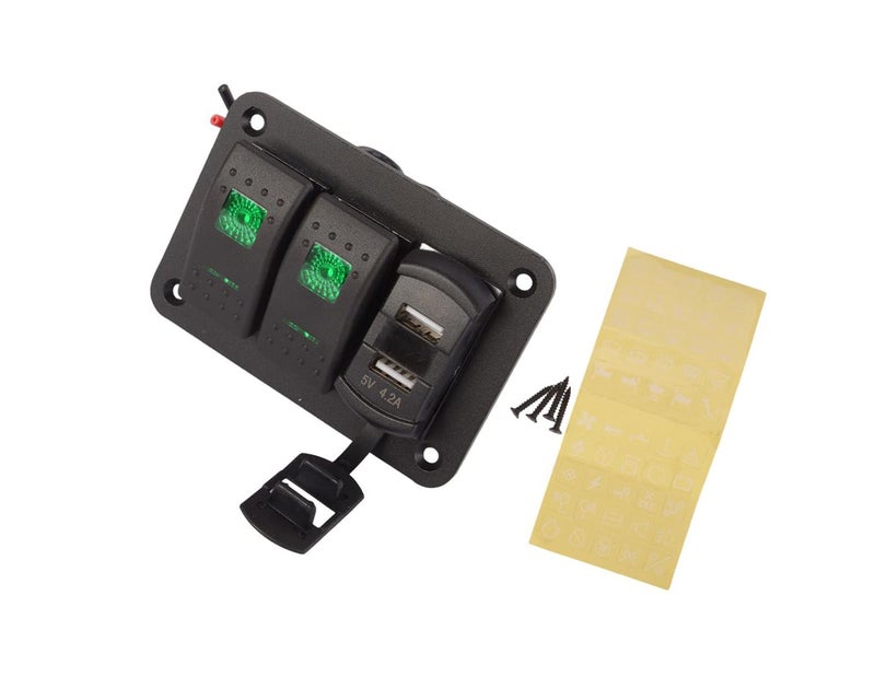 2 Gang ON Off Toggle Switch Panel With Voltmeter Dual USB Charger For RV Car Truck Boat - Image 5