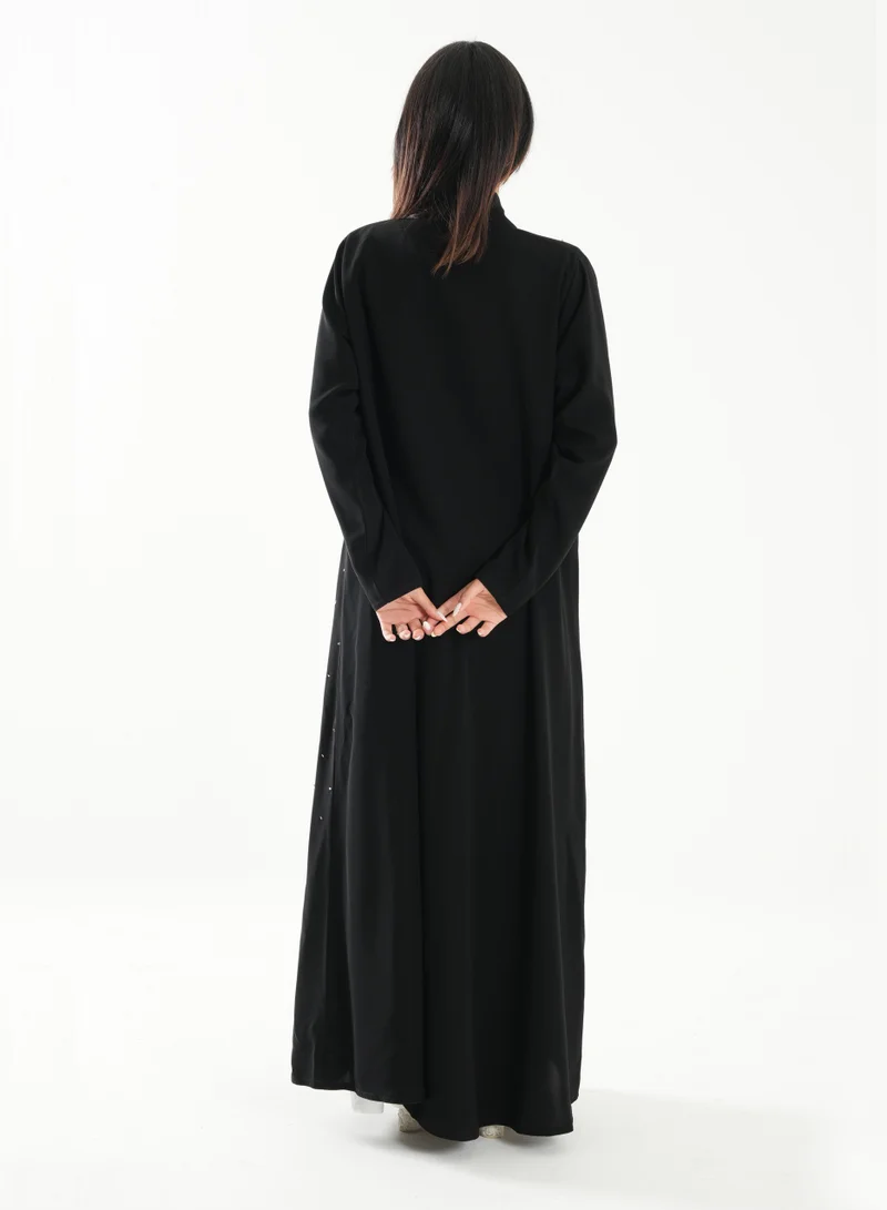 Rosette Abaya Elegant Embroidered Open Abaya with Long Sleeves