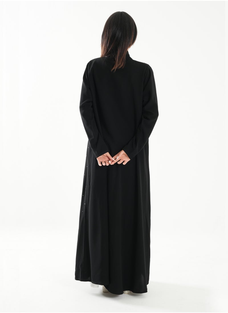 Rosette Abaya Elegant Embroidered Open Abaya with Long Sleeves  - Image 3