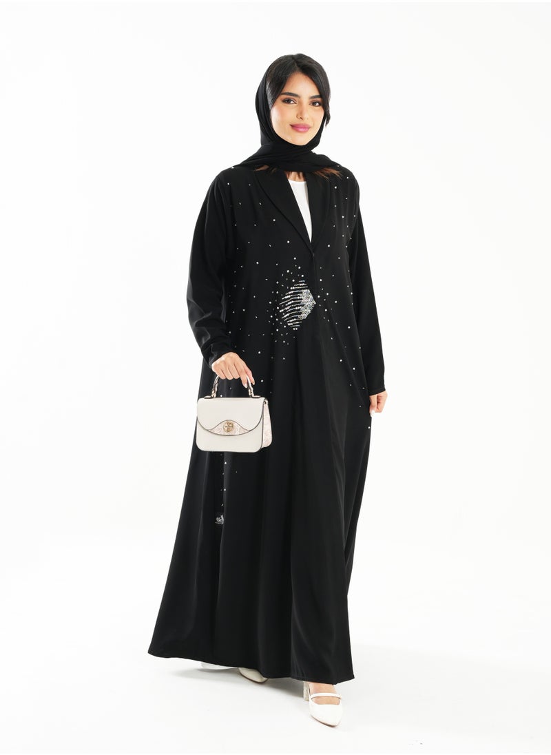 Rosette Abaya Elegant Embroidered Open Abaya with Long Sleeves  - Image 4