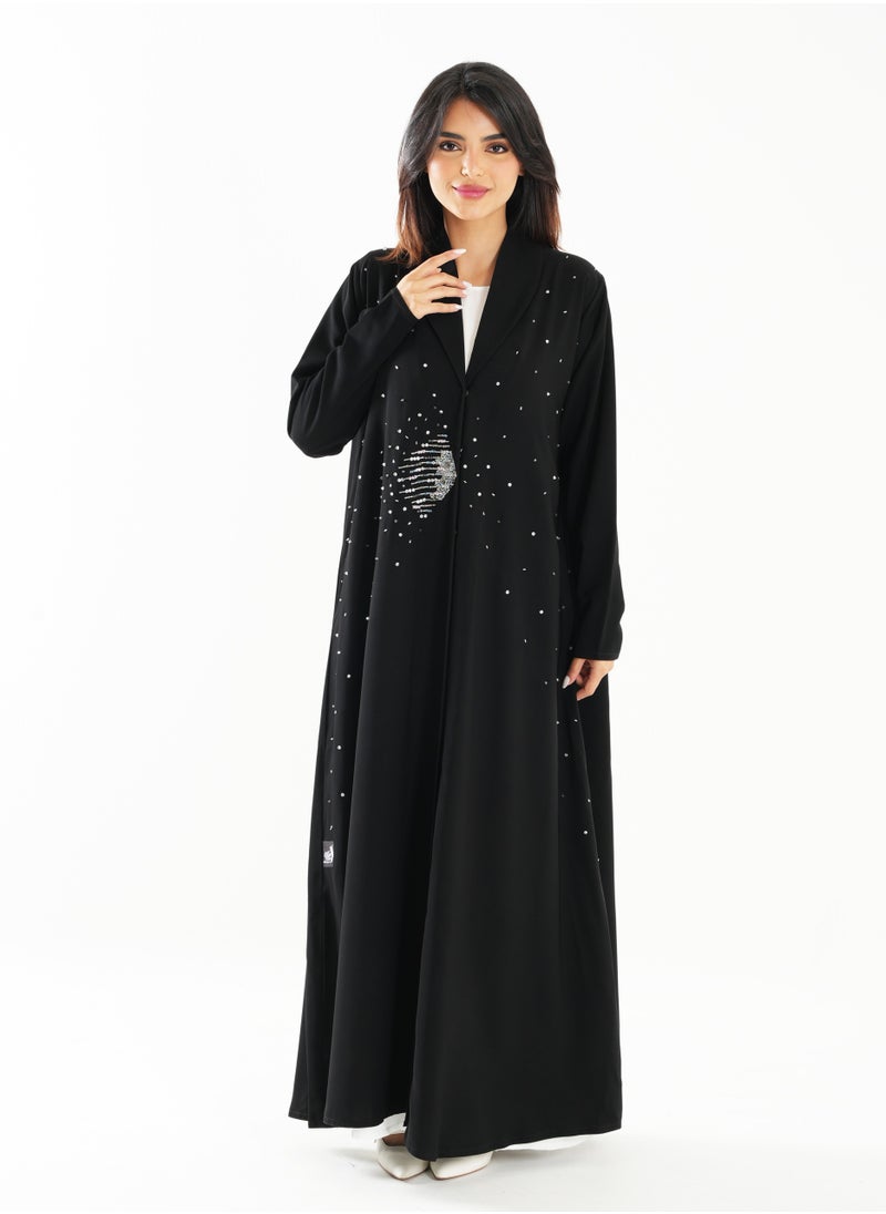 Rosette Abaya Elegant Embroidered Open Abaya with Long Sleeves  - Image 5