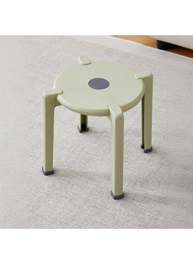 DANUBE HOME Norton Stool Light Weight Single Backless Chair PP Material Modern Design 1 Seater Chair For Living Room Dining Room Indoor Furniture L27xW27xH30cm -Green