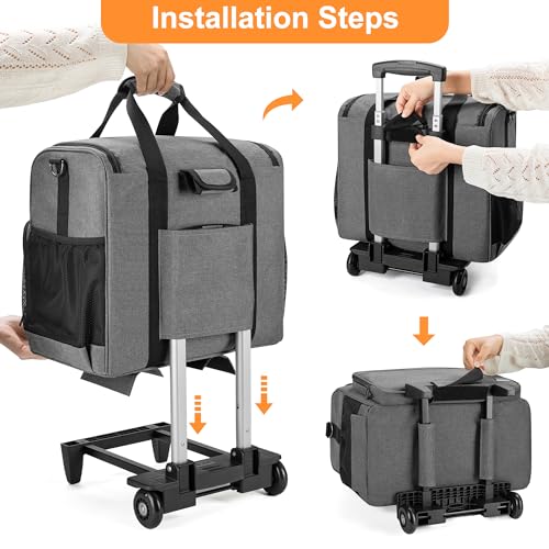 Trunab Rolling Teacher Bag Craft Organizers Teacher Tote with Wheels, Craft Bag for 12 X 12 inch Scrapbook Album and Laptop, for Women, Grey - Image 4
