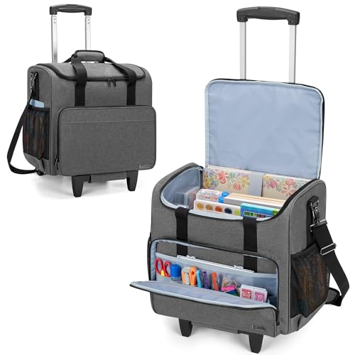 Trunab Rolling Teacher Bag Craft Organizers Teacher Tote with Wheels, Craft Bag for 12 X 12 inch Scrapbook Album and Laptop, for Women, Grey - Image 1