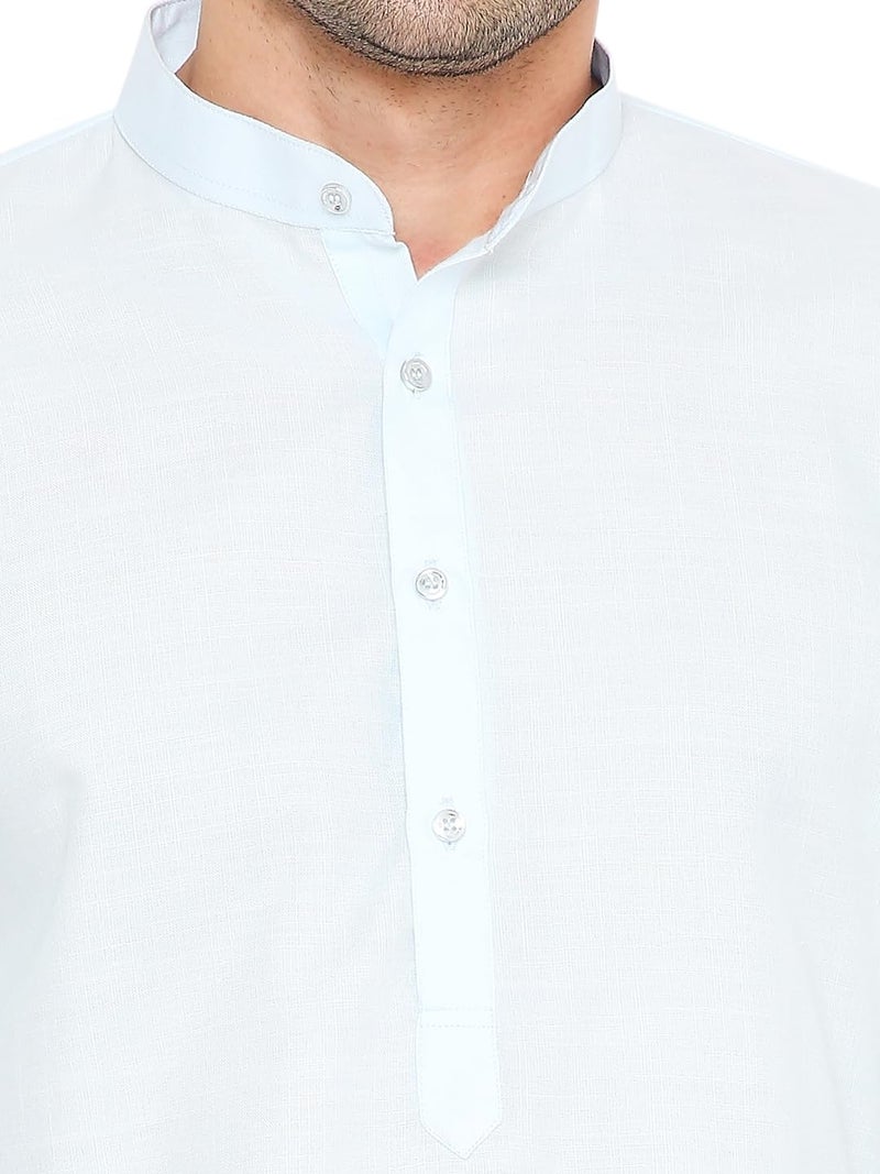 Maharaja Magic Cotton Solid Regular Fit Kurta In Light Blue For Men[Mskurta1106-36] - Image 5