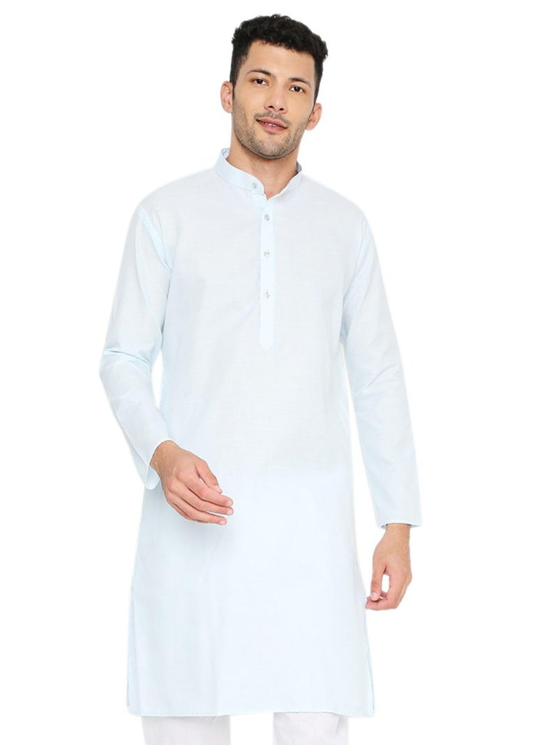 Maharaja Magic Cotton Solid Regular Fit Kurta In Light Blue For Men[Mskurta1106-36] - Image 1