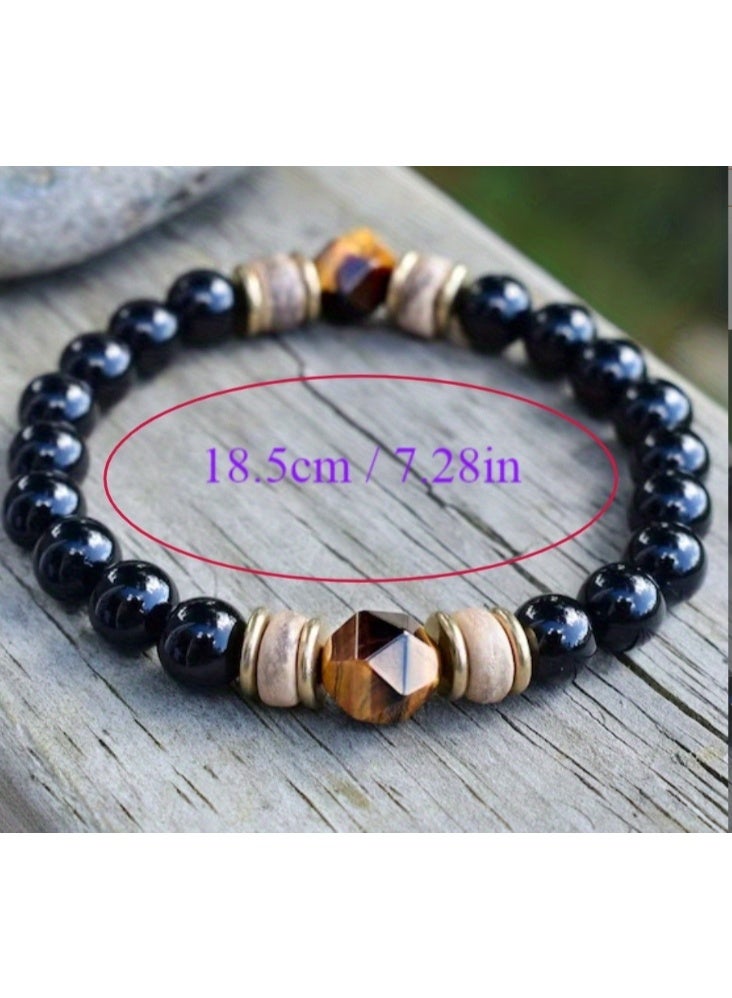 أساور من حجر عين النمر، خرز من حجر السج، 8 مم، أحجار طبيعية، للرجال والنساء، مجوهرات للبنات - Image 3