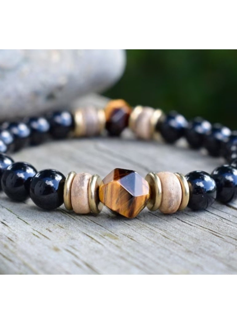 أساور من حجر عين النمر، خرز من حجر السج، 8 مم، أحجار طبيعية، للرجال والنساء، مجوهرات للبنات - Image 2