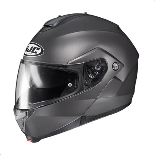 HJC C91 Solid Modular Motorcycle Helmet with HJ-17 Pinlock Shield, DOT Approved(Semi Flat Titanium, Large) - Image 2