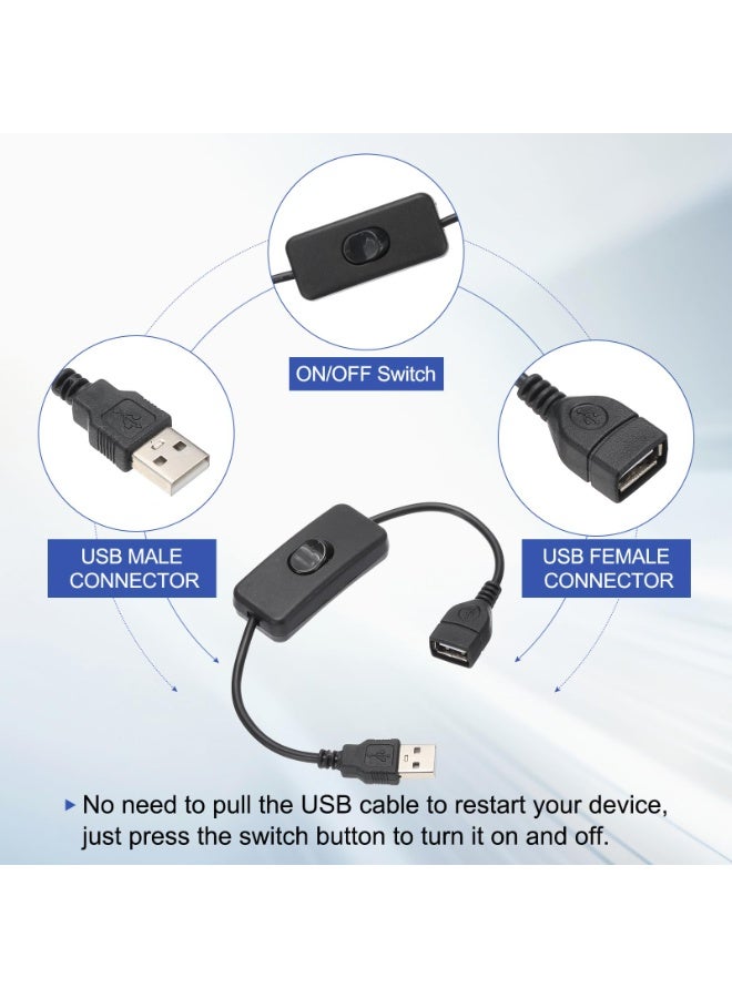 SUNSAR 4 pcs USB Cable with Switch, USB Male to Female Extension Cord Inline Rocker On/Off Switch for Driving Recorder, USB Fan, LED Strip (black) - Image 3