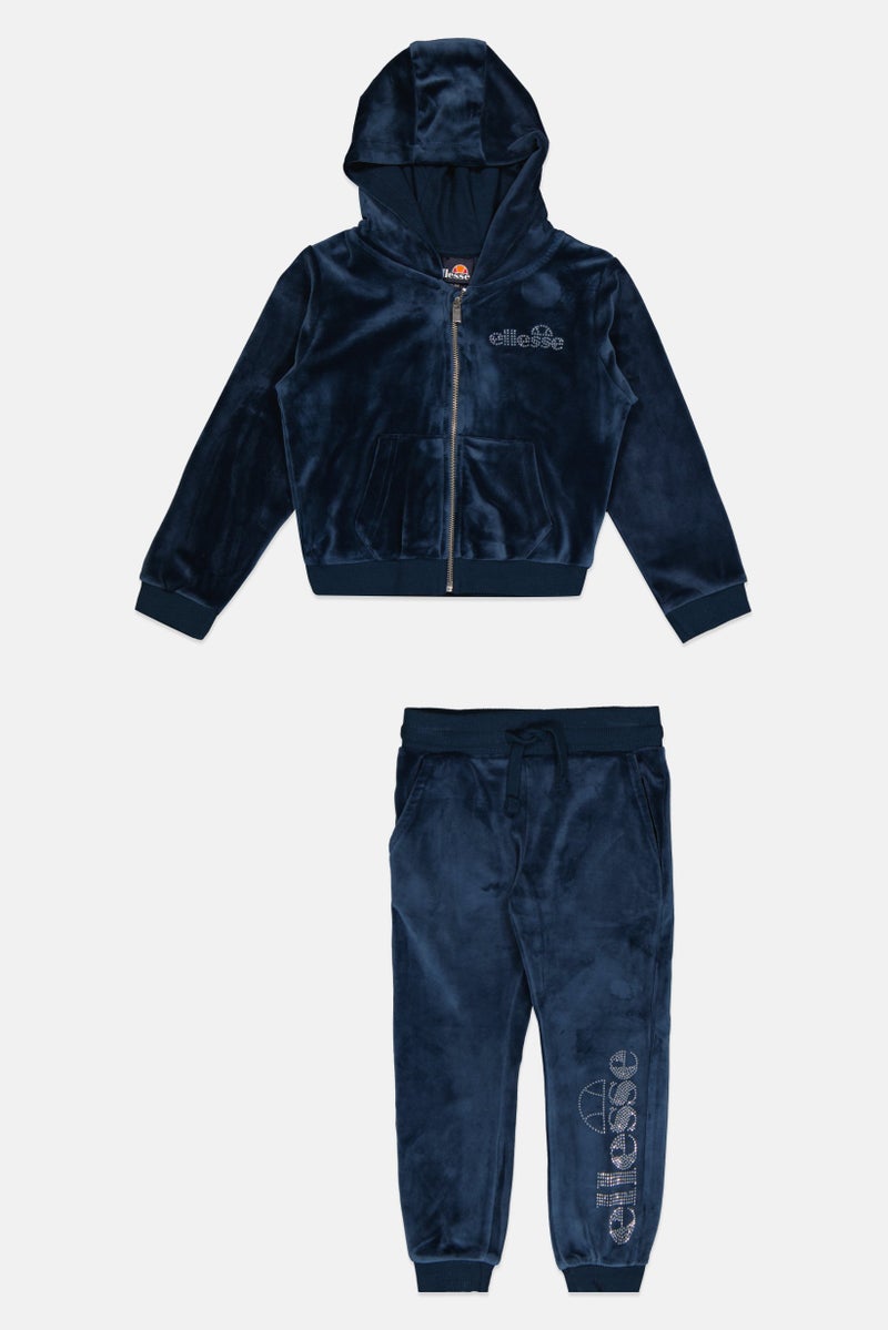 Ellesse Toddlers Girl 2 Pcs Brand Logo Sweatshirt And Sweatpants, Navy - Image 1