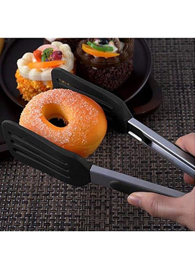 روكاوات ملاقط مطبخ ستانلس ستيل غير لاصقة مع حامل وأطراف سيليكون، لتحضير الطعام والشوي، 12 بوصة - Image 5