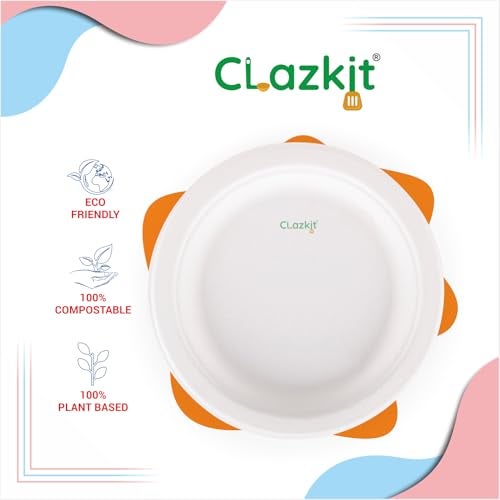 Clazkit 6 Inch Round Bagasse Plates (50 Pc) - Bamboo-Like Party Pack, Biodegradable Eco-Friendly Alternative to Plastic or Paper Plates - Image 4