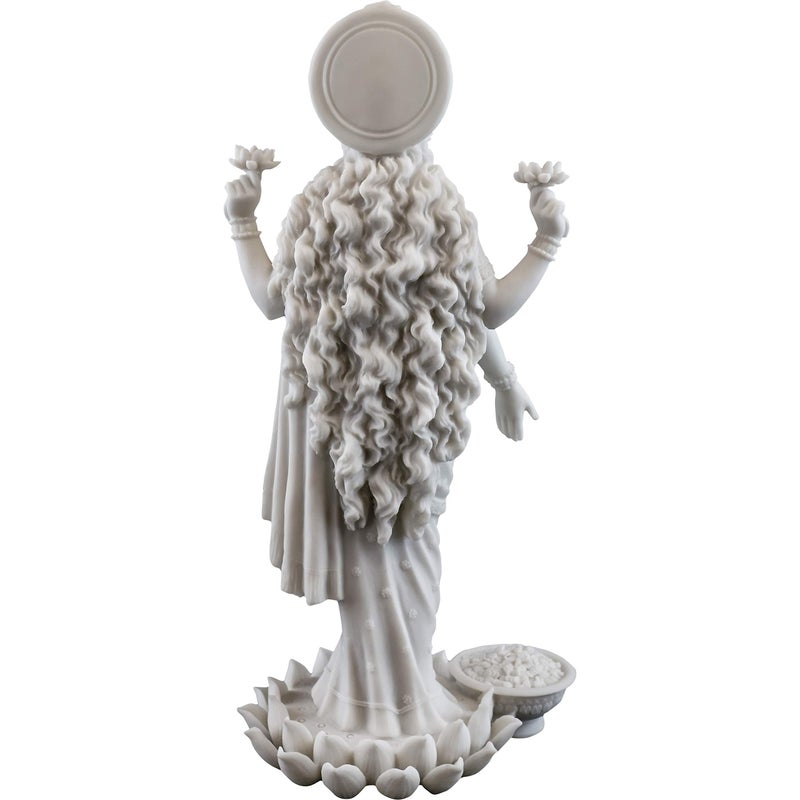 Top Collection Lakshmi Statue- Hindu Goddess of Wealth, Prosperity, Wisdom and Fortune Sculpture - 10.25-Inch Collectible Figurine (White Marble) - Image 3