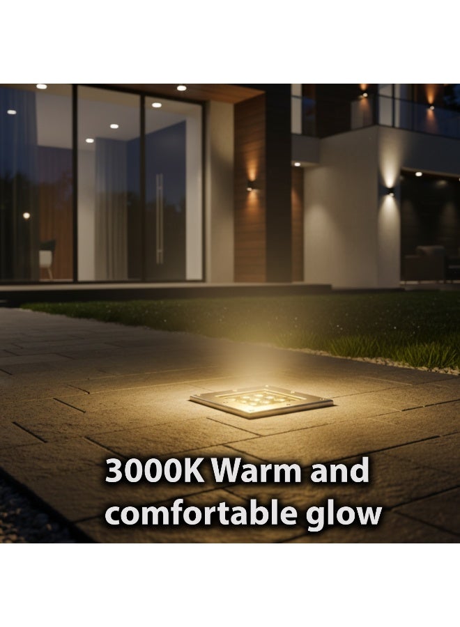 alfriday ألفرايدي إضاءة أرضية مربعة مدمجة | 12 واط LED، IP65، حواف من الفولاذ المقاوم للصدأ - Image 2