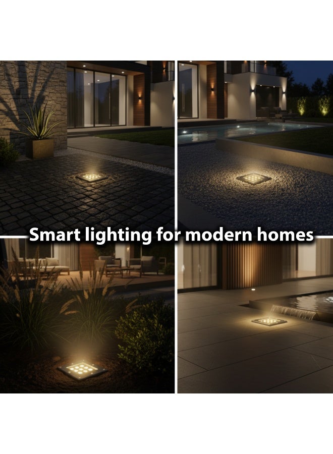 alfriday ألفرايدي إضاءة أرضية مربعة مدمجة | 12 واط LED، IP65، حواف من الفولاذ المقاوم للصدأ - Image 3