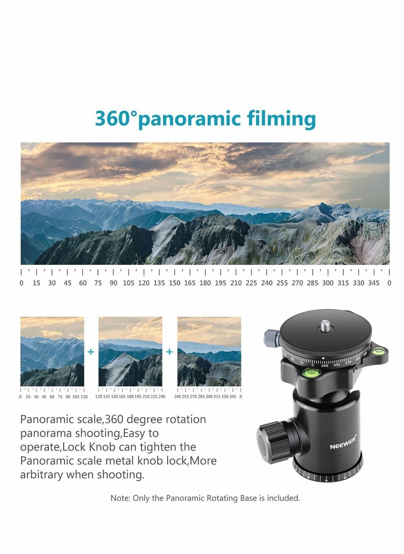 Y&D - Camera Panoramic Panning Base with Arca Swiss Style Plate, 3/8" Screw Aluminum Alloy Black Panorama Tripod Head Bubble Level for Monopod DSLR Cameras, Load Capacity 22 LBS - Image 1