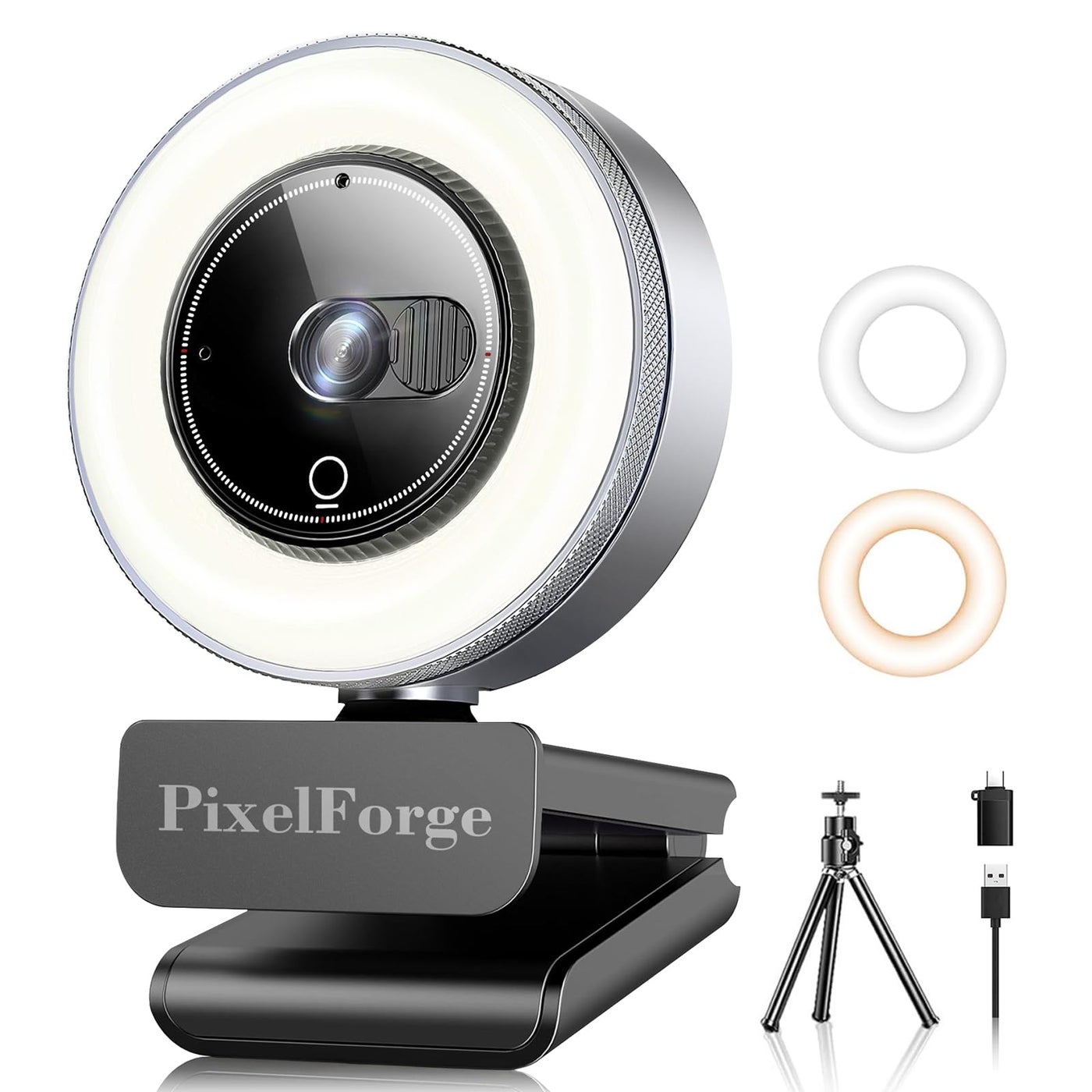 PixelForge 4K Webcam for PC with Microphone & Light & Privacy Cover, Web Camera for Desktop Computer/Laptop/Monitor/Mac, 4K UHD Sony Sensor, PDAF Auto Focus, Dual AI Noise-Cancelling Mics, USB Camera