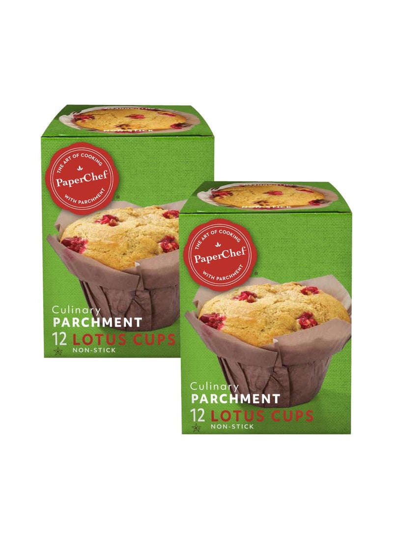 PaperChef PaperChef  Parchment Lotus Baking Cups  Easy Release NonStick Paper  12 Count  2 Pack 