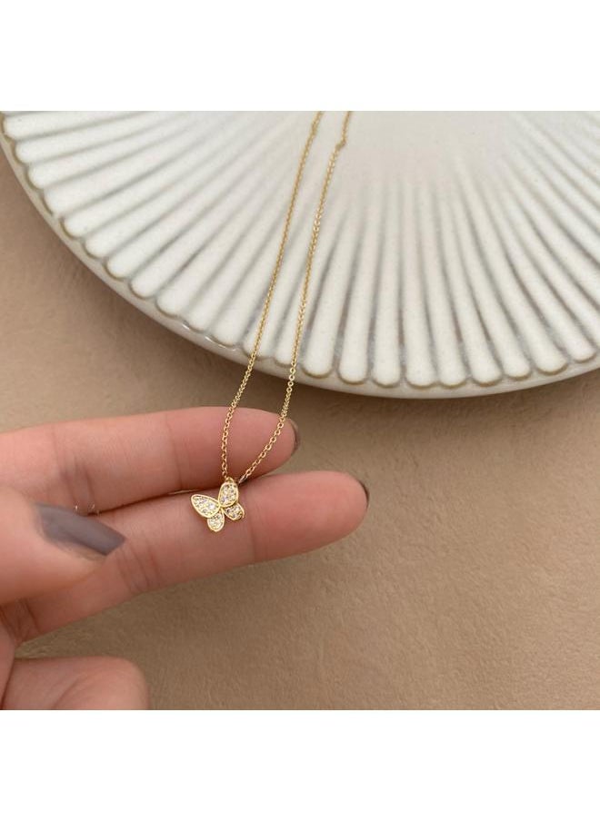 Generic - Europe And The United States New Personalized Silver Butterfly Zircon Necklace Female Clavicle Chain Students Korean Simple Niche - Image 1