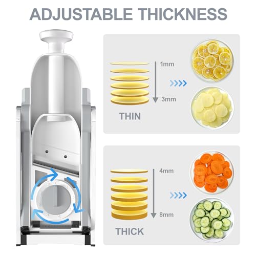 SupMaKin Safe Mandoline Slicer for Kitchen, Potato Slicer for Chips, Vegetable & Food Cutter,Thickness Adjustable 0.1-8 mm, Kitchen Faster Slice Artifact (Only Slicer) - Image 2