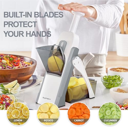 SupMaKin Safe Mandoline Slicer for Kitchen, Potato Slicer for Chips, Vegetable & Food Cutter,Thickness Adjustable 0.1-8 mm, Kitchen Faster Slice Artifact (Only Slicer) - Image 3