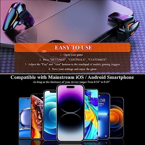 Rakizbe PUBG Mobile Game Triggers, High Sensitive Shoot Aim Gaming Controller Gamepad Grip Joysticks Buttons, Support iOS/Android Smartphone - Image 3