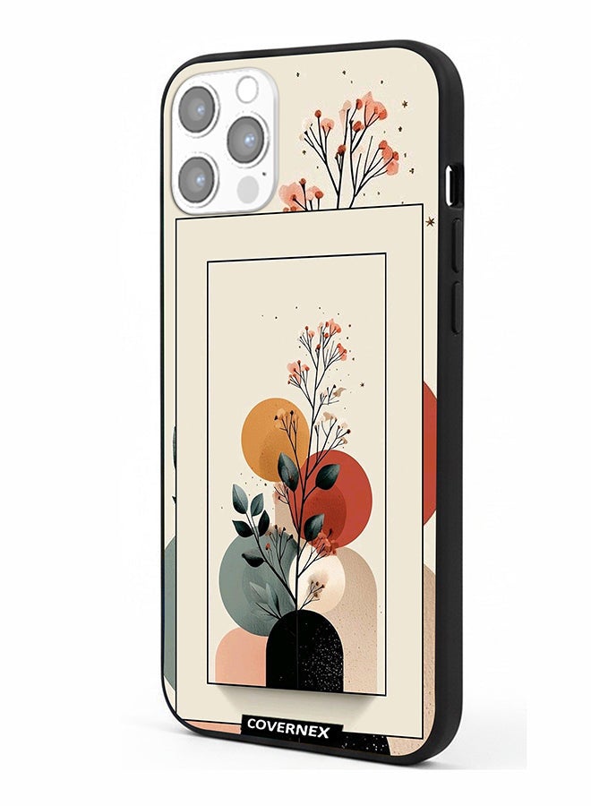 Covernex Apple iPhone 12 Pro Protective Case Cover Printed Featuring Minimalist Plant and Abstract Shapes - Image 1