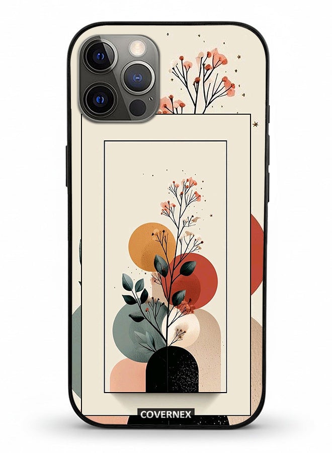 Covernex Apple iPhone 12 Pro Protective Case Cover Printed Featuring Minimalist Plant and Abstract Shapes - Image 2