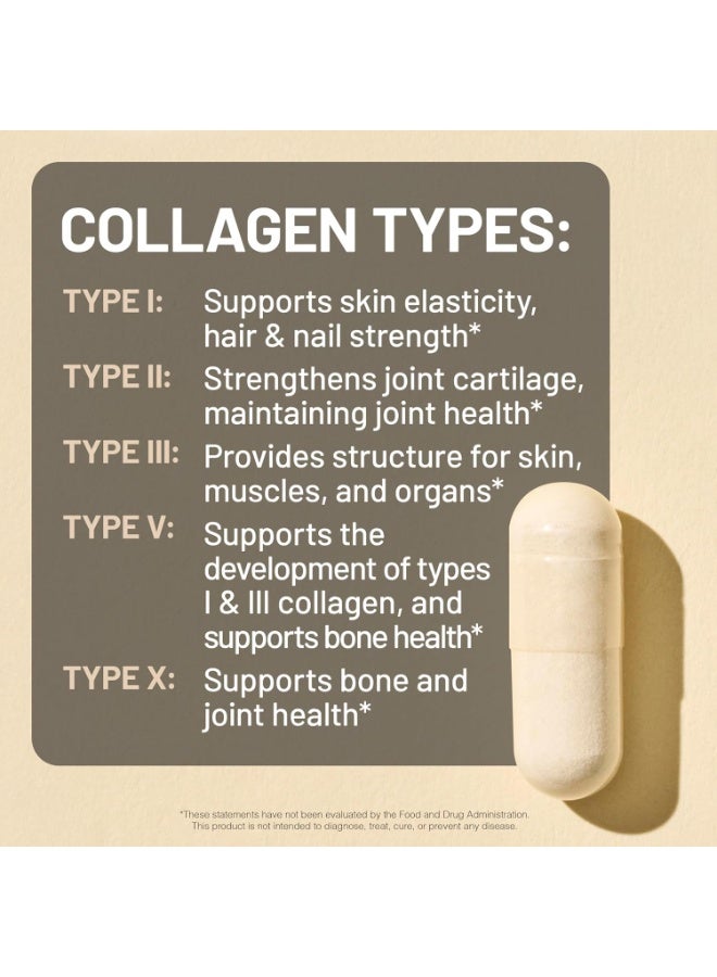 NatureWise Multi Collagen Peptides Pills for Women & Men - Type I, II, III, V, X w/Hyaluronic Acid - Supports Skin, Hair, Joint Health* - Grass Fed, Gluten Free, Non-GMO - 90 Capsules[30 Day Supply] - Image 2