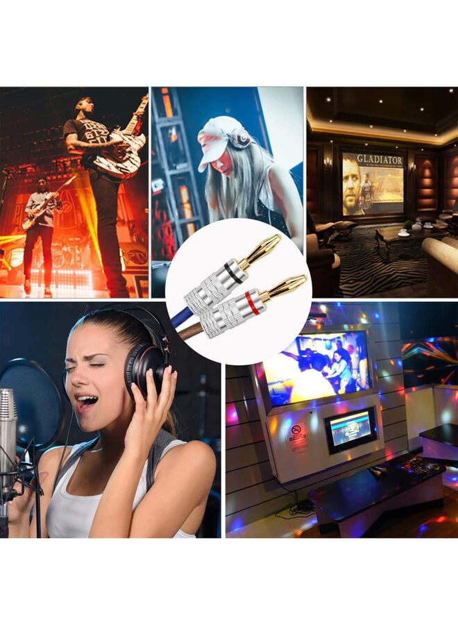 6 Pairs/12 Pcs Speaker Plugs 24K Gold Plated Dual-Screw Type Speaker Connector Banana Plugs for Speaker Wire Home Theater Wall Plate Audio/Video Receiver and Sound Systems (Red+Black) - Image 5